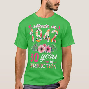 Made in 1942 Floral 80 jaar oud 80th Birthday Gift T-shirt