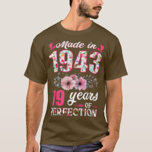 Made in 1943 Floral 79 jaar oud 79th Birthday Gift T-shirt