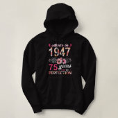 Made In 1947 Floral 75 Year Old 75th Birthday Gift Hoodie (Design voorkant)