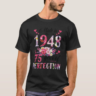 Made in 1948 Floral 75 jaar oud 75 jaar oud Wo T-shirt