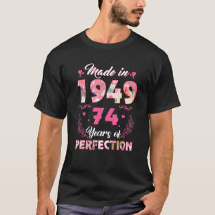 Made in 1949 Floral 74 jaar oude 74e verjaardag Wo T-shirt
