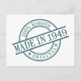 Made in 1949, geboortejaar Rond Rubber Stamp Logo Briefkaart