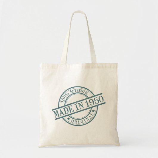 Made in 1950, geboortejaar Rond Rubber Stamp Logo Tote Bag (Voorkant)