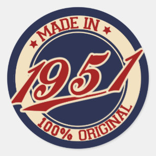 Made in 1951 ronde sticker