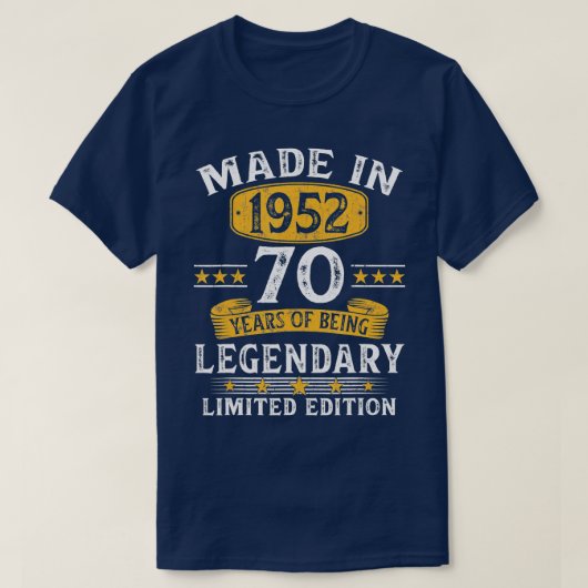 Made in 1952 70 jaar oude geschenken 70e verjaarda t-shirt (Design voorkant)