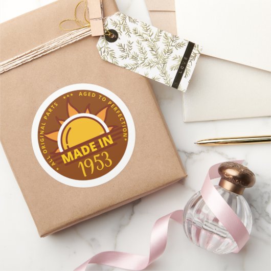 MADE IN 1953 grappig verjaardagscadeau Ronde Sticker (Geschenken)
