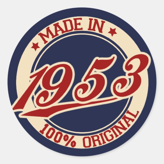 Made in 1953 ronde sticker (Voorkant)