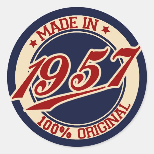 Made in 1957 ronde sticker (Voorkant)