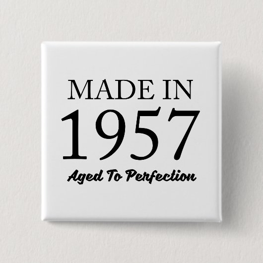 Made in 1957 vierkante button 5,1 cm (Voorkant)
