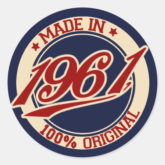 Made in 1961 ronde sticker (Voorkant)
