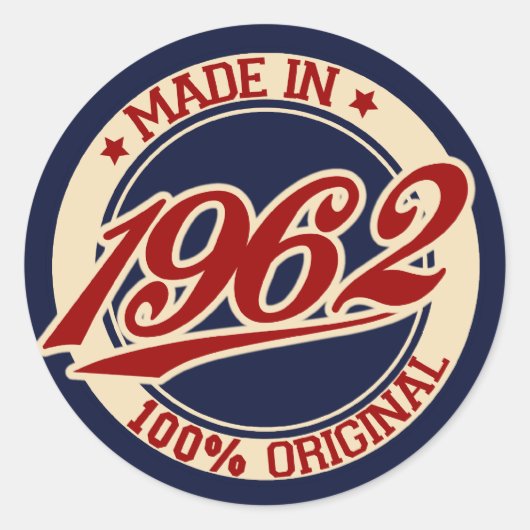 Made in 1962 ronde sticker (Voorkant)