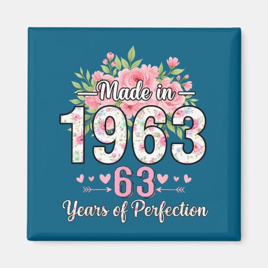Made In 1963 Floral 63rd Birthday Women 63 Years O Magneet (Voorkant)