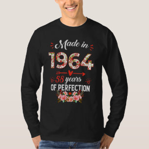 Made in 1964 Floral 58 jaar oud 58 jaar oud Wo T-shirt