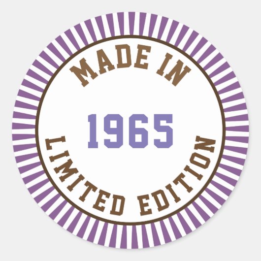 Made in 1965 ronde sticker (Voorkant)