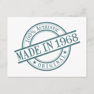 Made in 1968 Geboortejaar Rond Rubber Stamp Logo Briefkaart