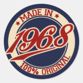 Made in 1968 ronde sticker (Voorkant)