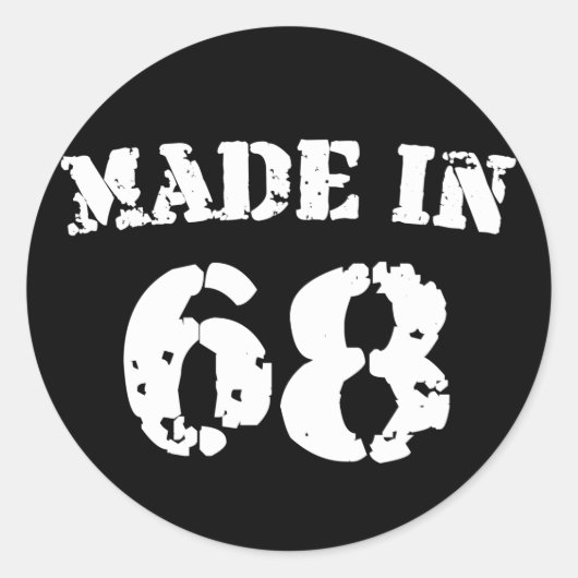 Made in 1968 ronde sticker (Voorkant)