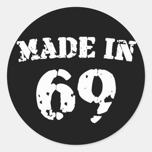 Made in 1969 ronde sticker (Voorkant)