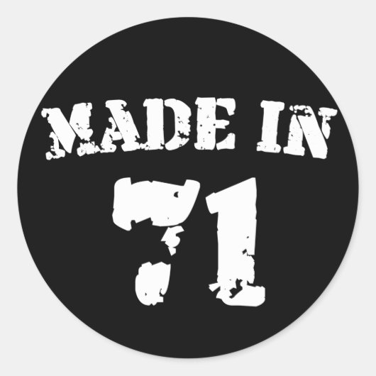 Made in 1971 ronde sticker (Voorkant)
