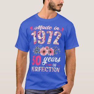 Made in 1972 Floral 50 jaar oud 50th Birthday Gift T-shirt