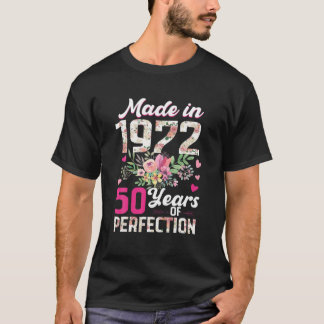 Made in 1972 Floral 50 - jarige vrouwen 50th Birth T-shirt