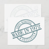 Made in 1972, geboortejaar, rondrubberzegel Logo Briefkaart (Voorkant / Achterkant)