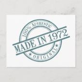 Made in 1972, geboortejaar, rondrubberzegel Logo Briefkaart (Voorkant)
