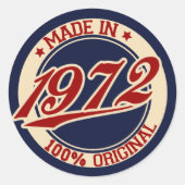 Made in 1972 ronde sticker (Voorkant)