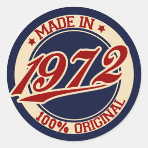 Made in 1972 ronde sticker