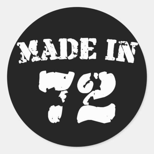 Made in 1972 ronde sticker (Voorkant)