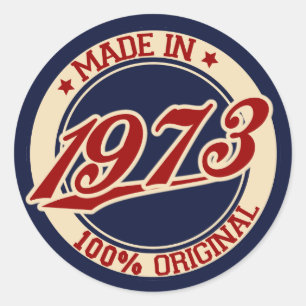 Made in 1973 ronde sticker