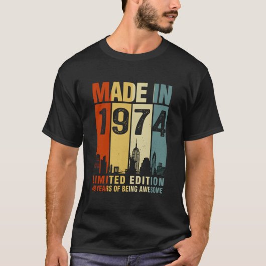 Made In 1974 49 Years Of Being Awesome T-shirt (Voorkant)