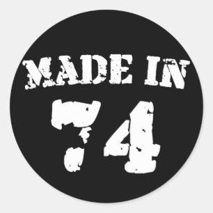 Made in 1974 ronde sticker