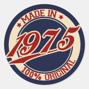 Made in 1975 ronde sticker