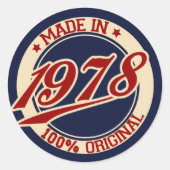 Made in 1978 ronde sticker (Voorkant)