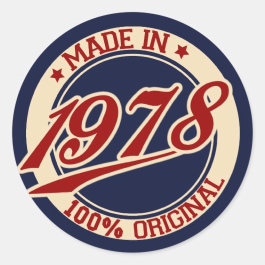 Made in 1978 ronde sticker (Voorkant)