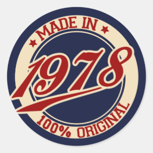 Made in 1978 ronde sticker