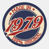 Made in 1979 ronde sticker (Voorkant)