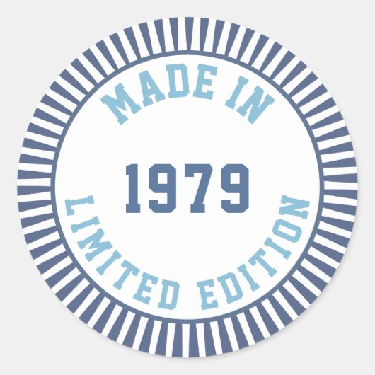 Made in 1979 ronde sticker (Voorkant)