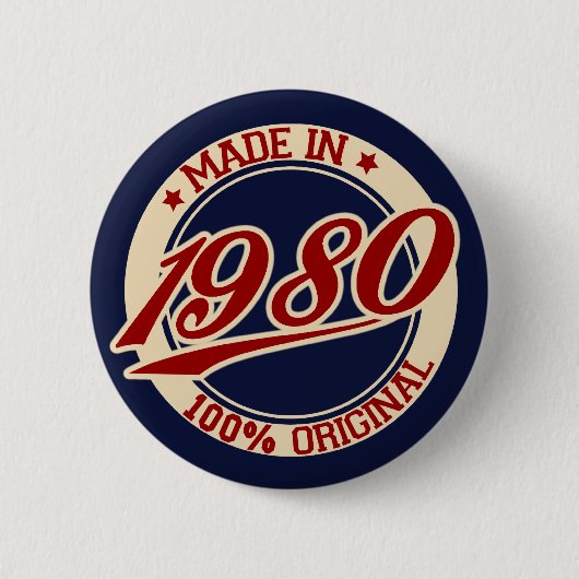 Made in 1980 ronde button 5,7 cm (Voorkant)