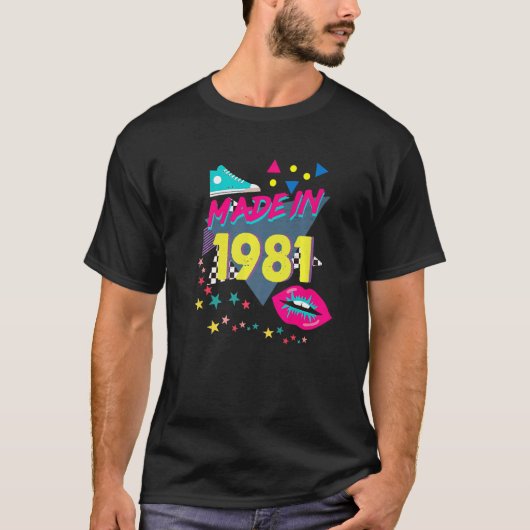 Made in 1981 41st Birthday 80s 90s 1990s 1980 T-shirt (Voorkant)
