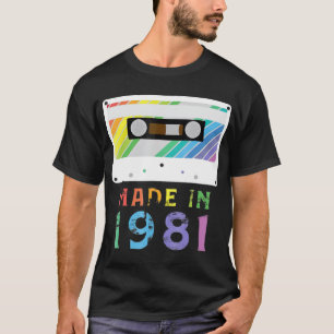 Made in 1981 Funny Retro Neon Gift T-shirt