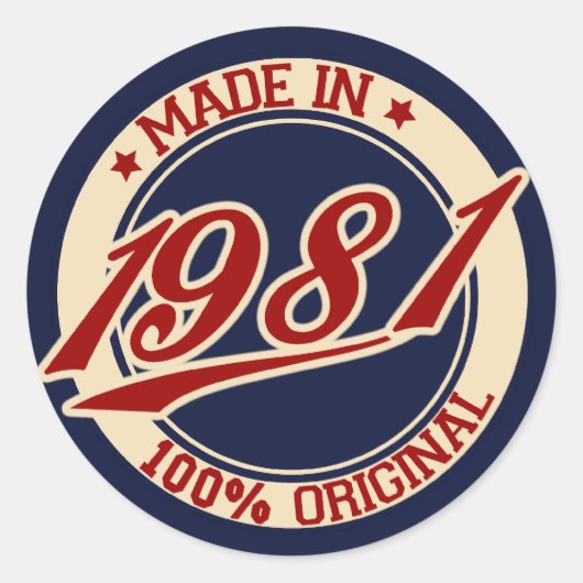Made in 1981 ronde sticker (Voorkant)