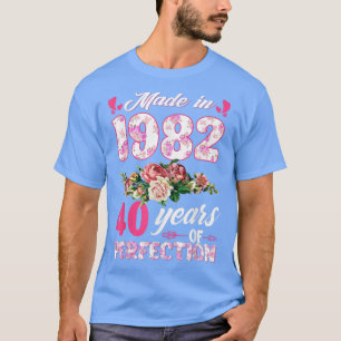 Made in 1982 Floral 40 jaar oud 40th Birthday Gift T-shirt