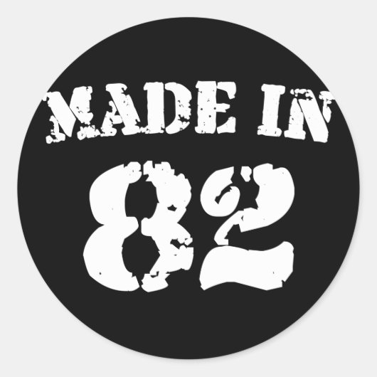 Made in 1982 ronde sticker (Voorkant)