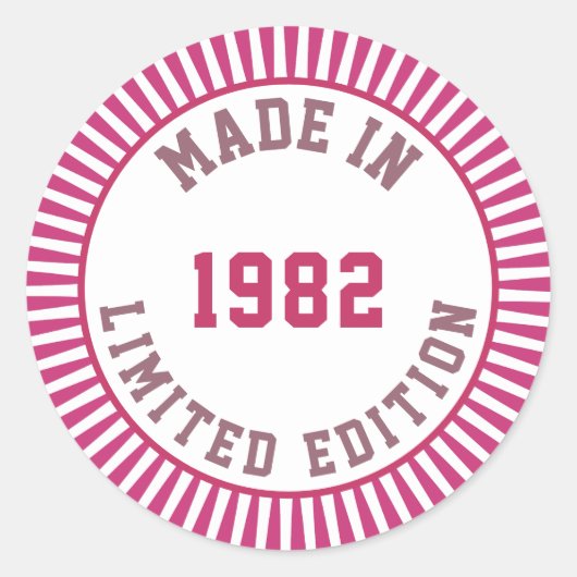 Made in 1982 ronde sticker (Voorkant)