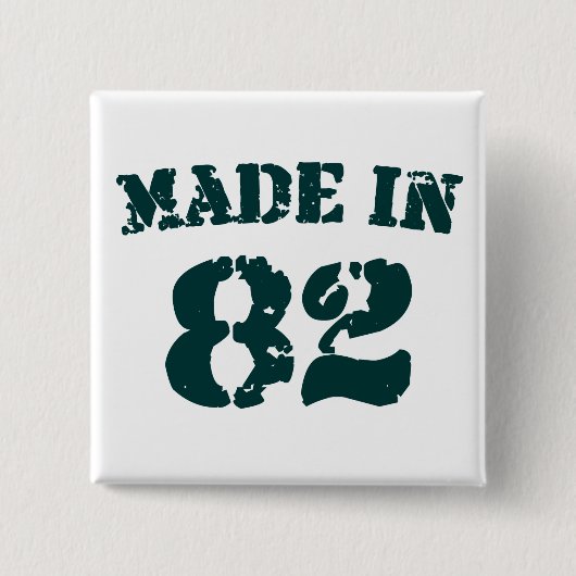 Made in 1982 vierkante button 5,1 cm (Voorkant)