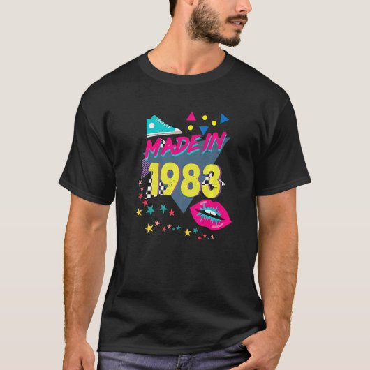 Made in 1983 39th Birthday 80s 90s 1990s 1980 T-shirt (Voorkant)