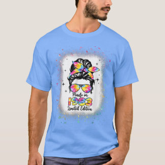 Made in 1983 Birthday Bleaching Tie Dye Mess Bun W T-shirt