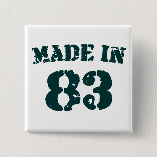 Made in 1983 vierkante button 5,1 cm (Voorkant)